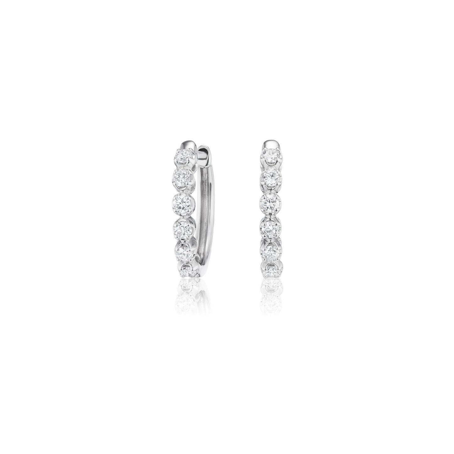 Carbon Atelier Lab Grown Diamond Huggie Hoop Earrings for Women I 10k White Gold Earrings for Her I IGI Certified 1/3 Carat Diamonds (I-J, SI1-SI2, 0.30 cttw) Hinged Hoops