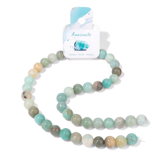 40pcs 10mm Natural Amazonite Gemstone Beads Healing Crystal Round Loose Stone Beads for Jewelry Making, Crystal Stone Beads for Bracelets Necklace Earrings Making