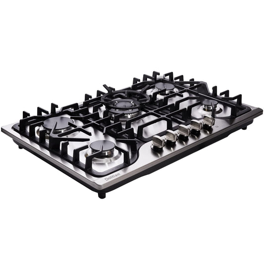 30 Inch Gas Cooktop DT57043 Built-in Stainless Steel 5 Burners Gas Stovetop LPG/NG Convertible Dual Fuel Gas Hob