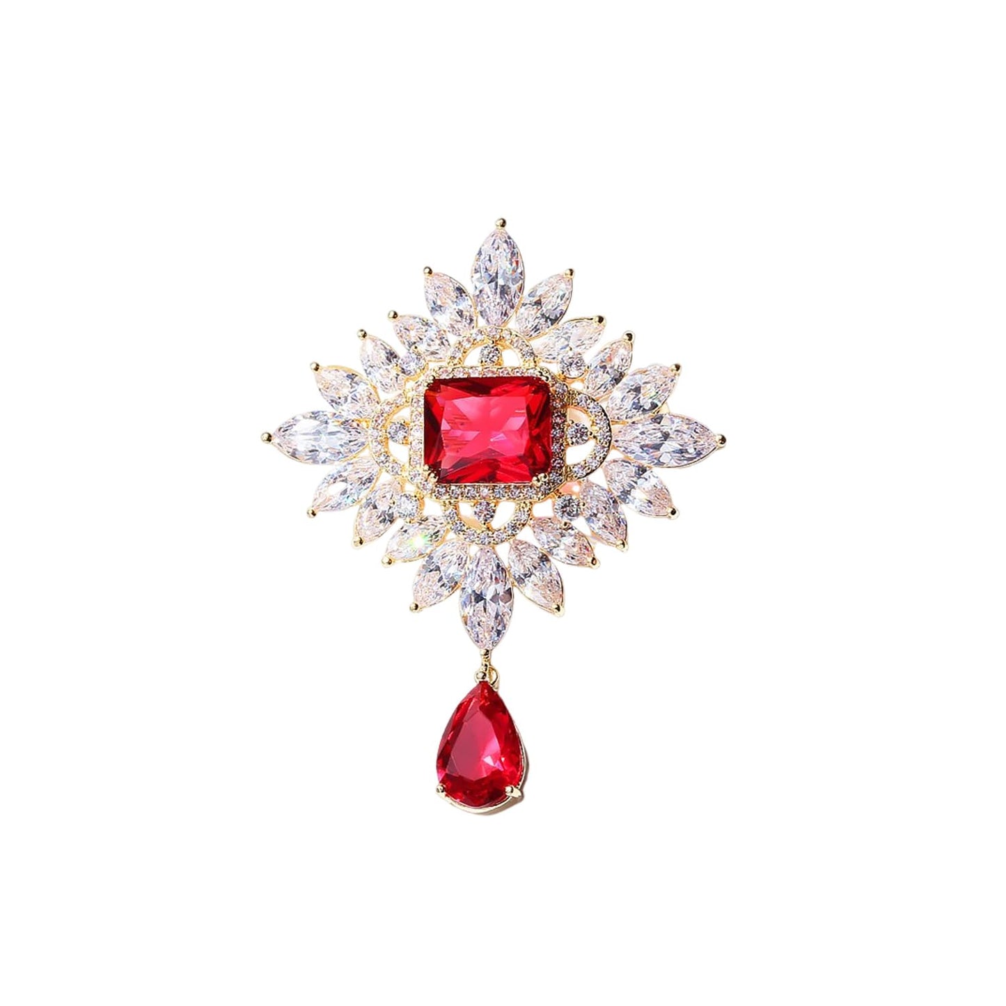 Retro Elegant Crystal Wedding Brooches Pins Luxury Beautiful Rhinestone Flower Brooch Pin for Women Girl Party Dance Banquet Fashion Jewelry