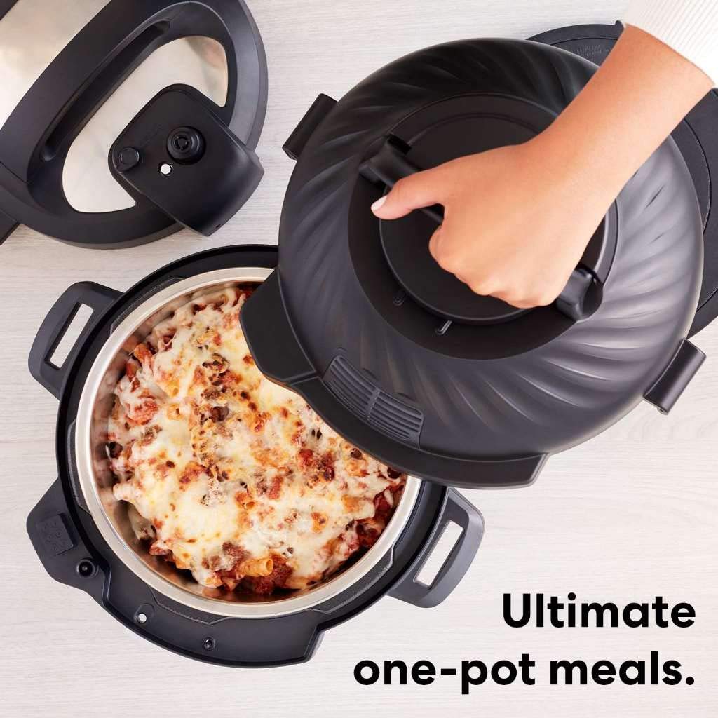 Instant Pot Duo Crisp 11-in-1 Air Fryer and Electric Pressure Cooker Combo with Multicooker Lids that Fries, Steams, Slow Cooks, Dehydrates,Free App With Over 800 Recipes, Black/Stainless Steel, 8QT