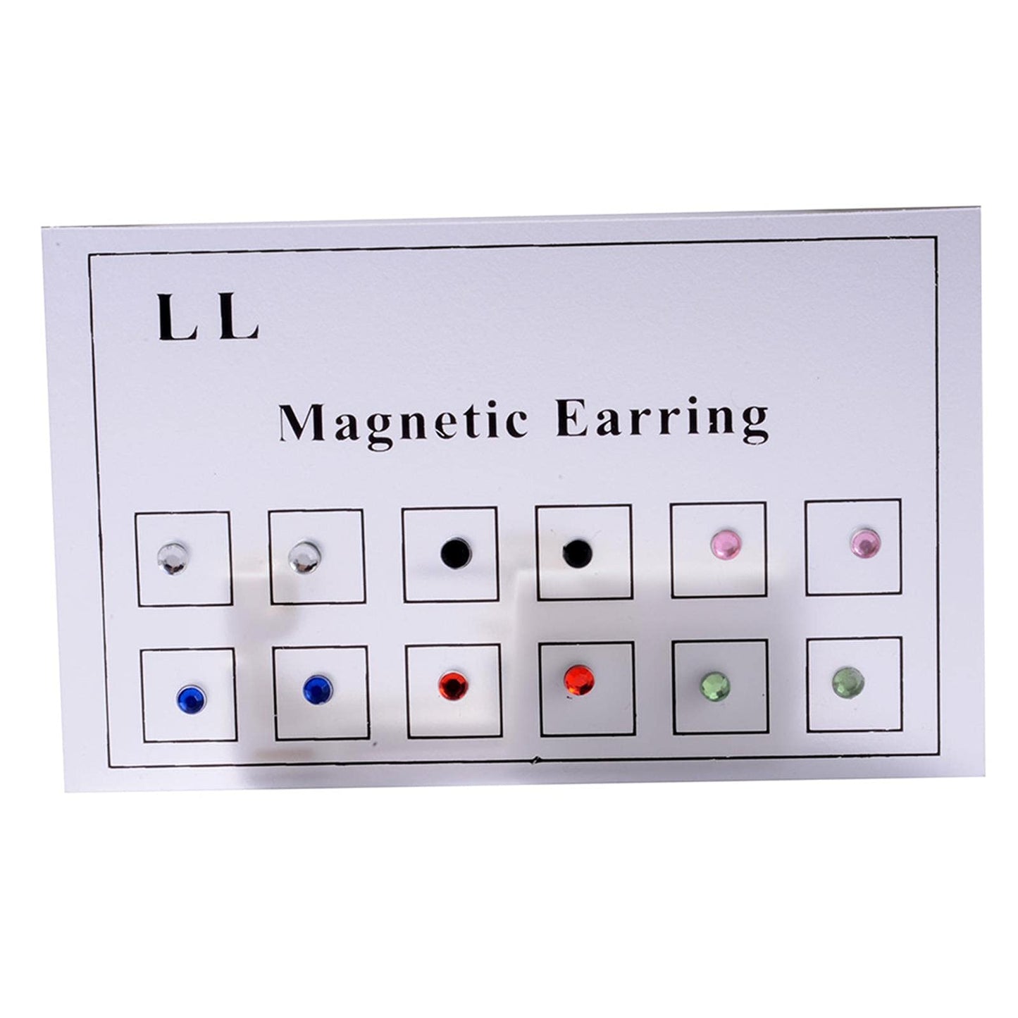 Fuqimanman2020 12 Pcs Stainless Steel Magnetic Crystal Fake Ear Stud Earrings Set Colorful 3mm Non Piercing Nose Lip Rings for Women Men Jewelry(B)
