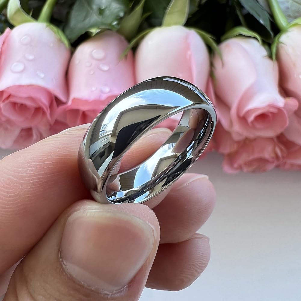 TUTISS 7mm Tungsten Carbide Rings for Men Women Engagement Wedding Bands Domed Polished Shiny Comfort Fit Size 12
