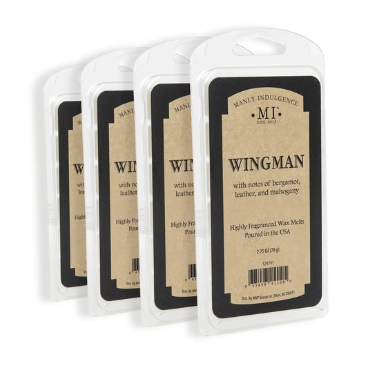 Manly Indulgence Wingman Scented Wax Melts, Wax Melt Warmer Cubes, Long Lasting Scented Wax Warmer Cubes, 4 Pack, 6 Cubes Each - Made in The USA
