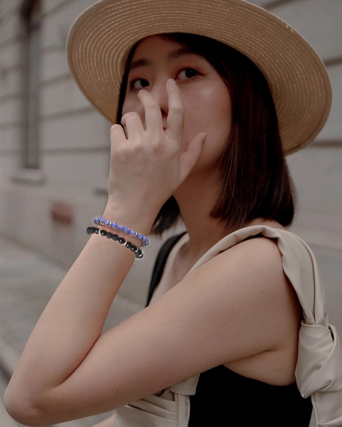 Dayka Stress Relief Spiritual Anxiety Meditation Relaxation Mindfulness Chakra Healing Crystals Essential Oil Glow Bracelets Gifts for Teen Girls Women (8mm, Red lava bracelet)