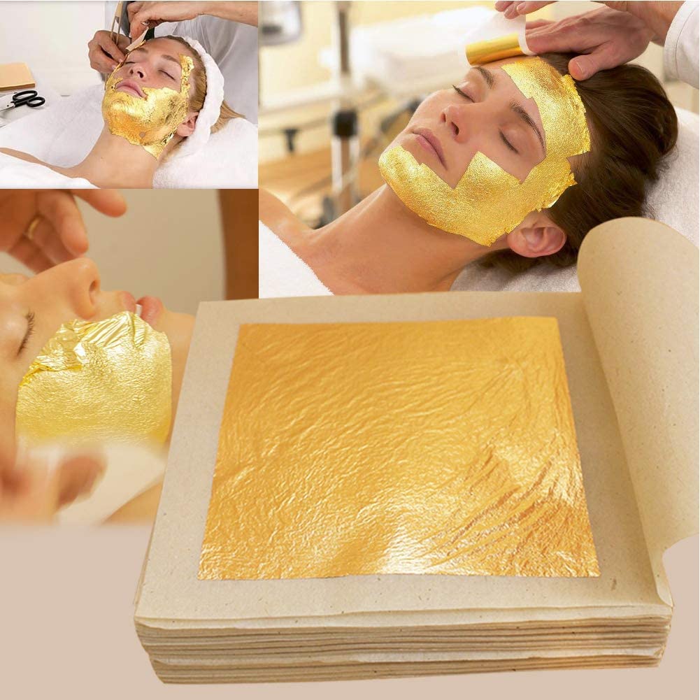 Gold leaf company Leaf Pure Gold Leaf 100.pcs 2x3 Inch Sheet 24K Leaf Leaves Foil Leaf Finest Gold Leaves Food Gilding Facial Beauty Spa Size 2X3 inch
