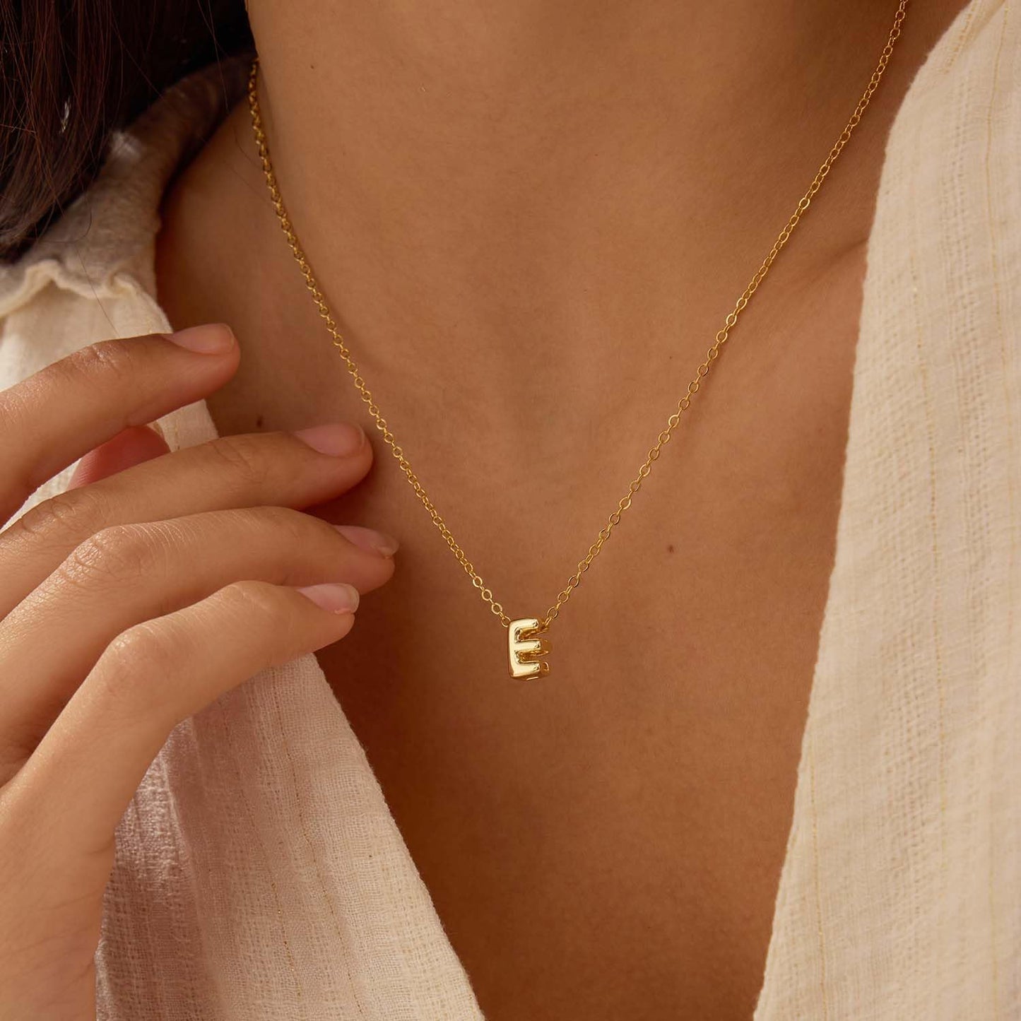 CUEZIY 14K Gold Plated Bubble Letter Necklace Initial Necklaces for Women Dainty Personalized Charm Pendant Name Necklace Cute Non Tarnish Fashion Accessories Teen Gift Trendy Stuff Jewelry Gifts