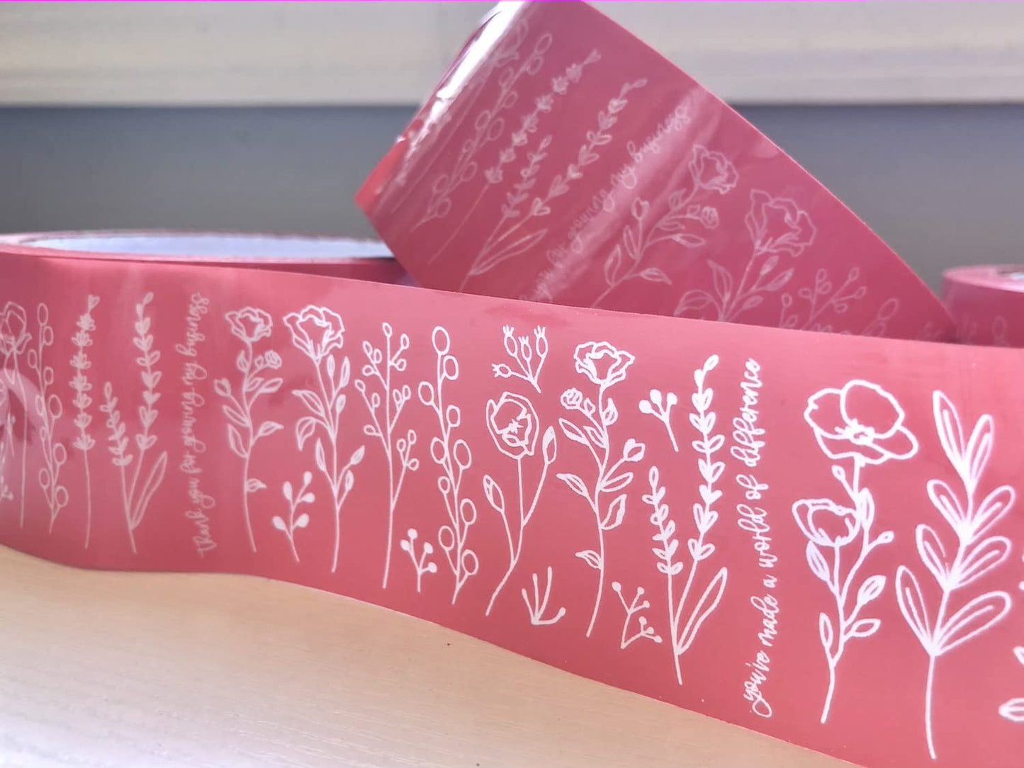 The Farming Artist Mailed It Designer Pink Floral© Small Business Packing Tape - Pretty Packaging Tape for Shipping - Set of 2-2" x 55 Yds Each, 110 Yds Total (Pink, 55 Yd 2 Rolls)