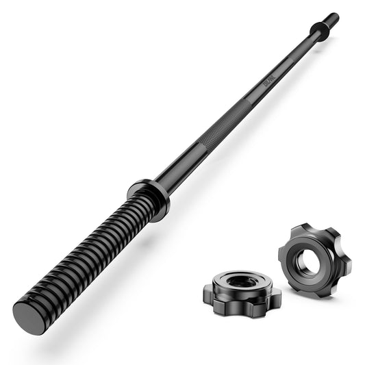 Weight Lifting Bar 57", 1" Standard Straight Barbell Bars Olympic for Home Gym Weight lifting/Strength Training/Squat/Bench Press/Deadlift/Lunges/Hip Thrusts, 2 Star Collars (480lb Weight Capacity) (Black)