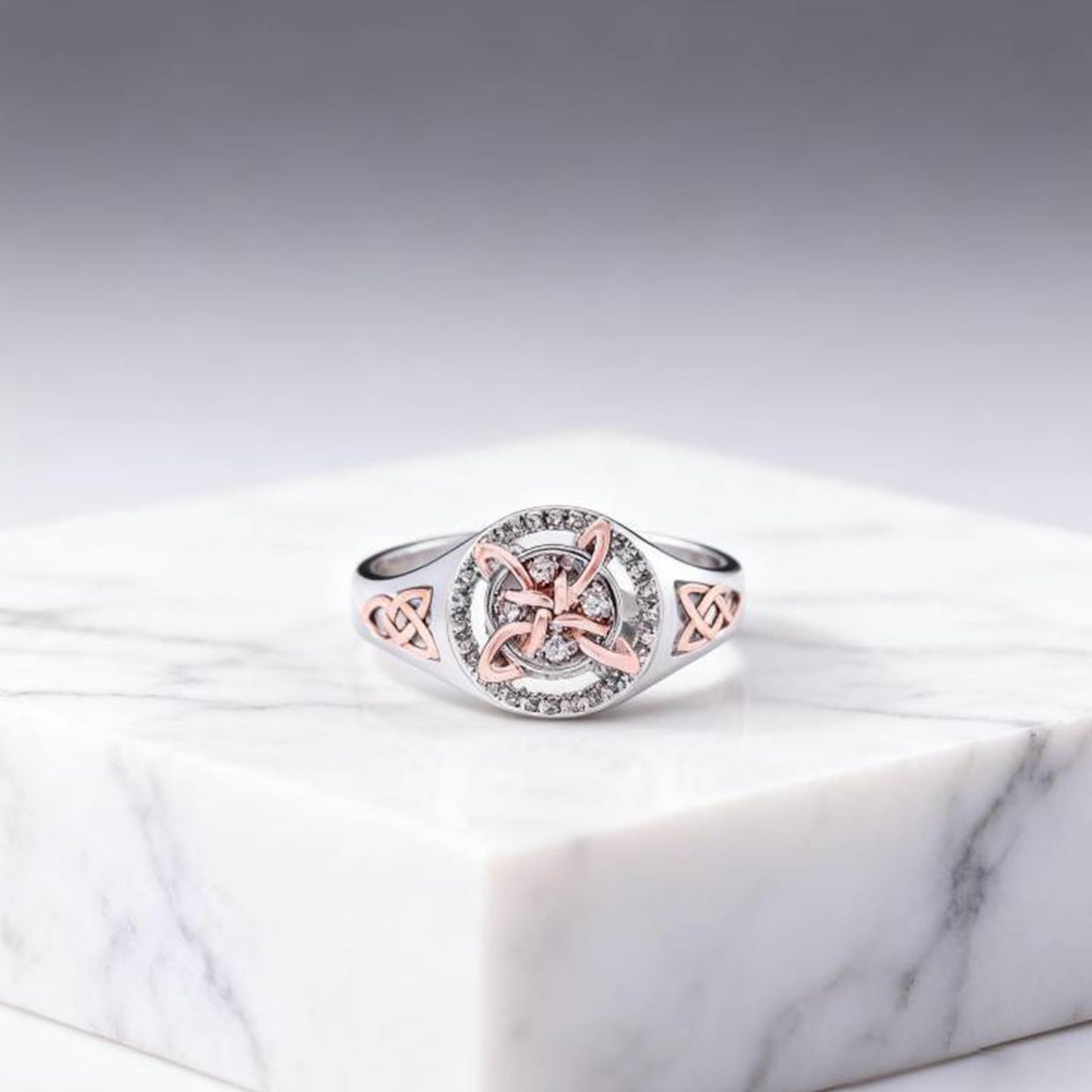 diyebof Women‘s Rings Copper Geometric Band Rings With Two Tone Zircon Accents Designed For Professional And Social Event In Sizes 6 To 10 (9)