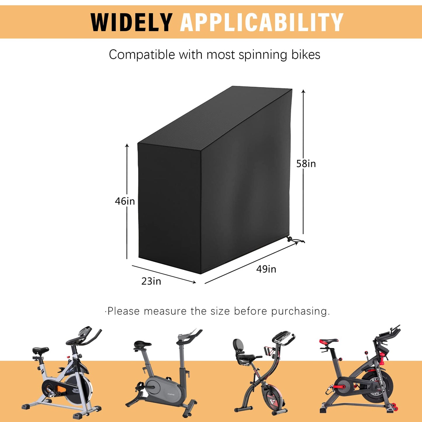 Tonhui Exercise Bike Cover, Upright Indoor Cycling Protective Cover Dustproof Waterproof Cover Ideal for Indoor Or Outdoor Use