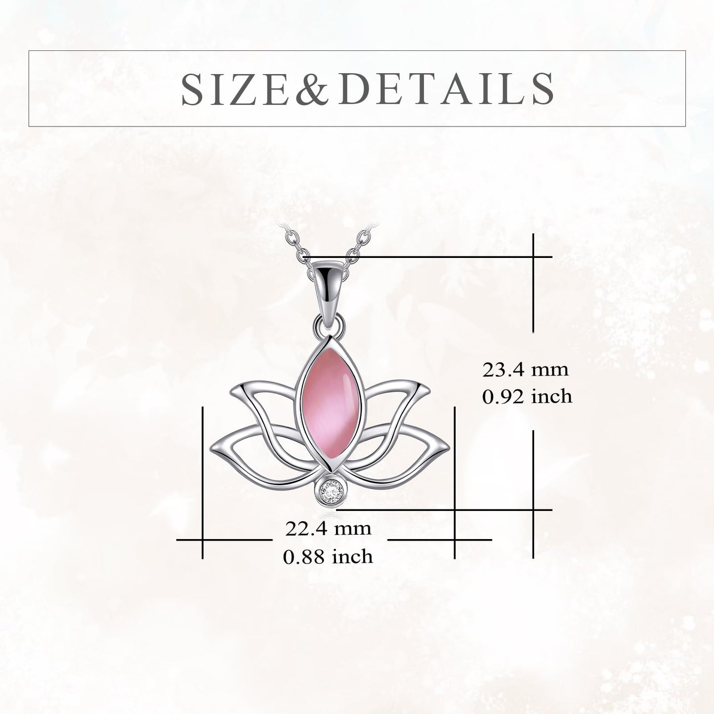 YFN Lotus Flower Necklace Sterling Silver Pink Opal Lotus Pendant Lotus Jewelry Gifts for Women