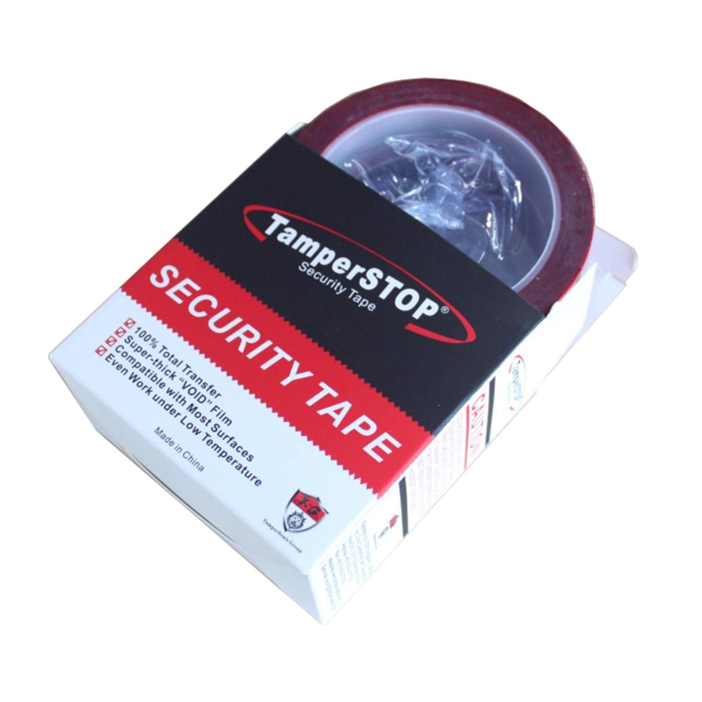 TamperSeals Group - 2 Rolls Precut 100% Total Transfer Tamper Resistant Security Packaging Tapes for Evidence Collection (1 Inch x 55 Yards x 2 Mil, Ultra-Thick “Void” Film, Red)