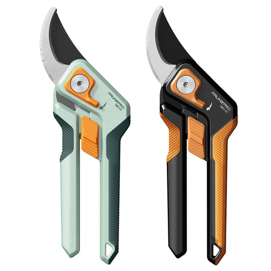PrunePro 8" Professional Pruning Shears for Gardening Bypass Hand Pruner Stainless Steel Sharp Garden Scissors Plant Flower Rose Garden Clipper Green & Orange