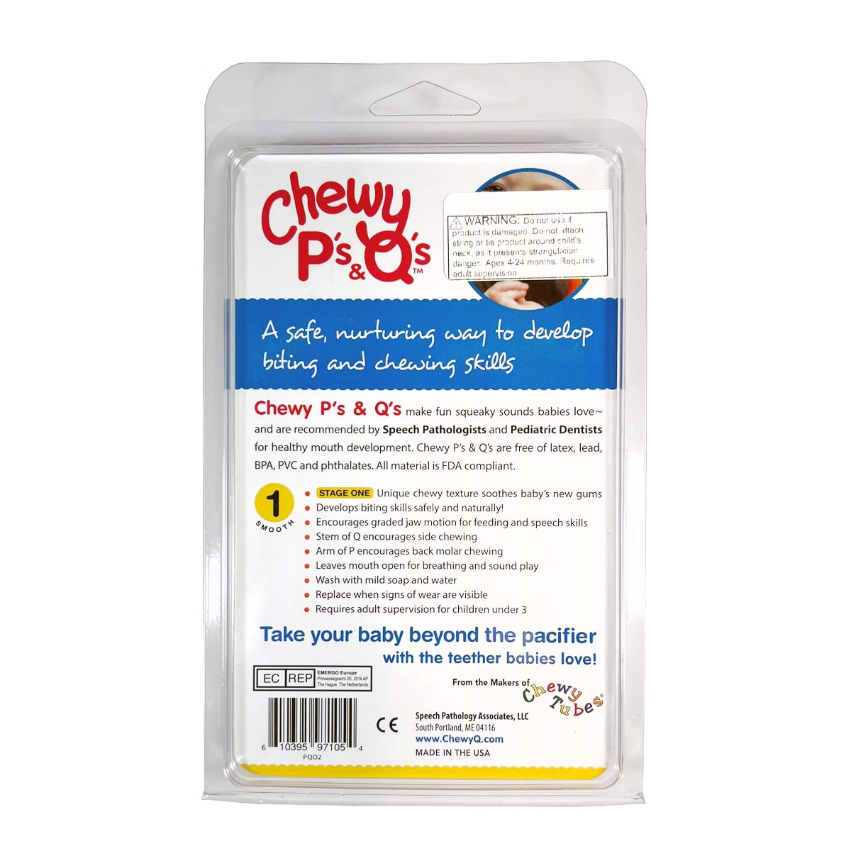 Chewy Tubes P’ & Q’ Oral Motor Chew Tool – Safe, Non-Toxic, Latex-Free – Durable Therapy Chew for Teething, Sensory & Speech Development