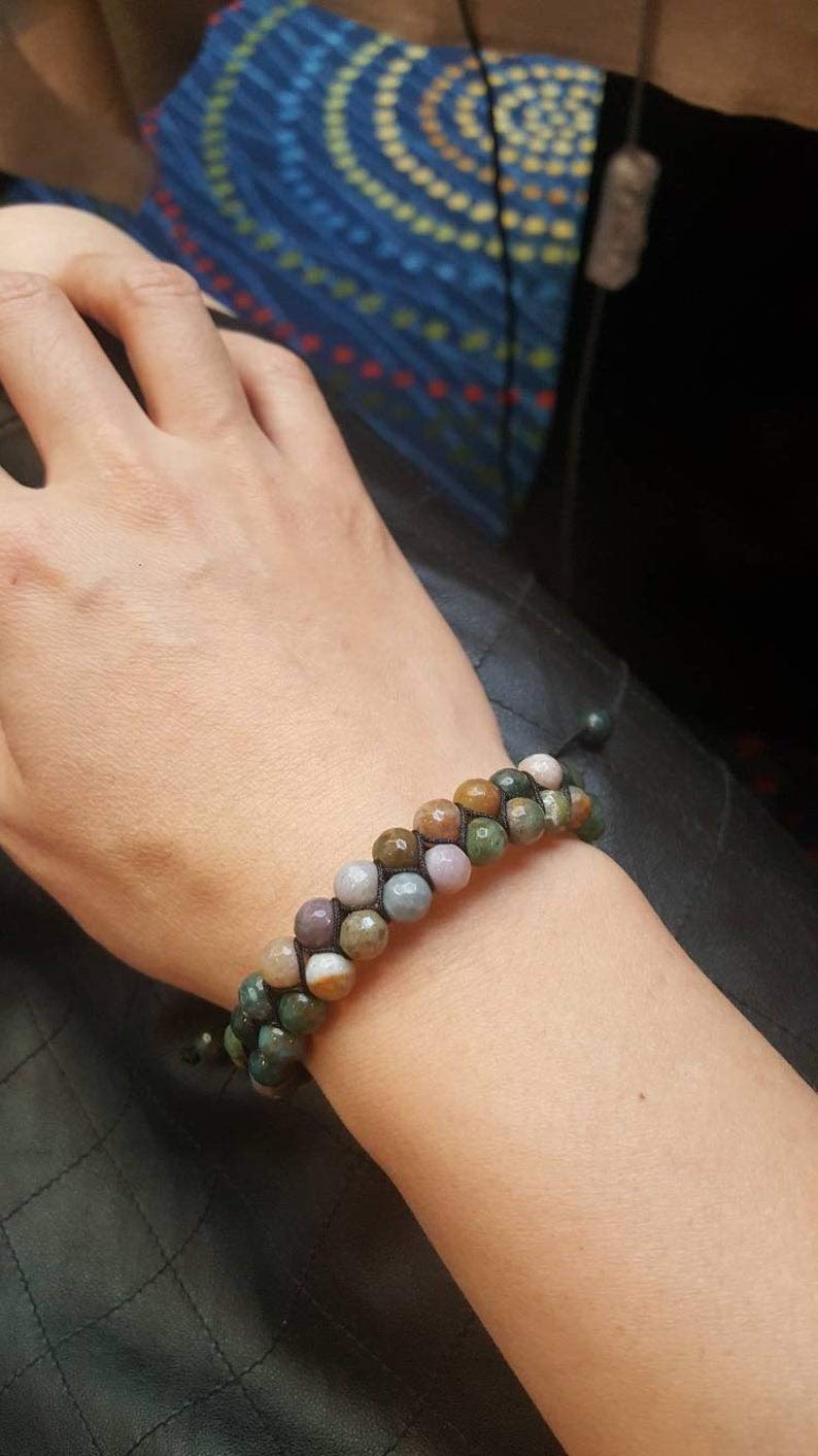 Echos Healing Stones Mens Bracelet – Natural Jade Bracelet for Women & Men, Genuine Jade Stone Jewelry for Good Luck & Prosperity | Handmade Adjustable Green Jade Bracelet (6mm)