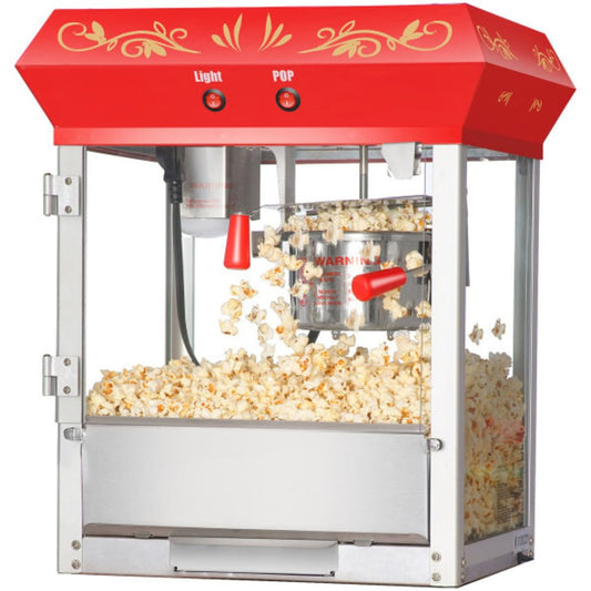 Popcorn Machine - 4oz Popper with Stainless-steel Kettle, Heated Warming Light, and Old Maids Drawer by Great Northern Popcorn (Red)