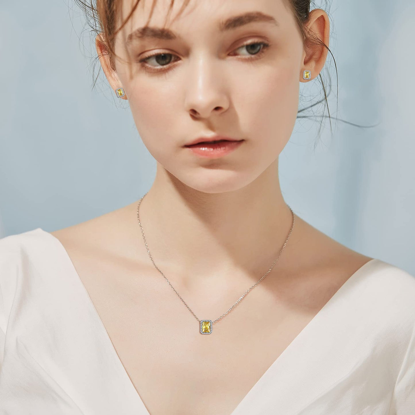 Bestyle Classic S925 Sterling Silver Love Square Earrings, Dainty November Critine Crystals Birthstone Studs, Anniversary/Mother’s Day/Birthday Jewelry Gifts for Women Mom/Wife/Sister/Best Friend