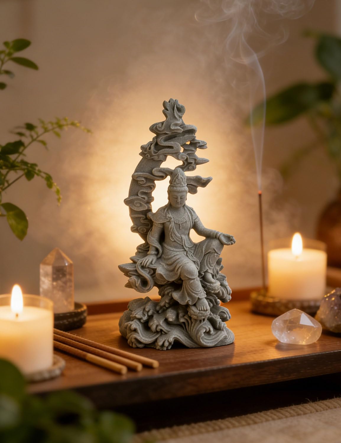 BEIZHAN Sandstone Buddha Statue, Zen Figurine for Spiritual Home Decor, Ideal for Meditation Corner, Altar, Living Room Shelf, Thoughtful Gift for Mindfulness Seekers & Spiritual Enthusiasts