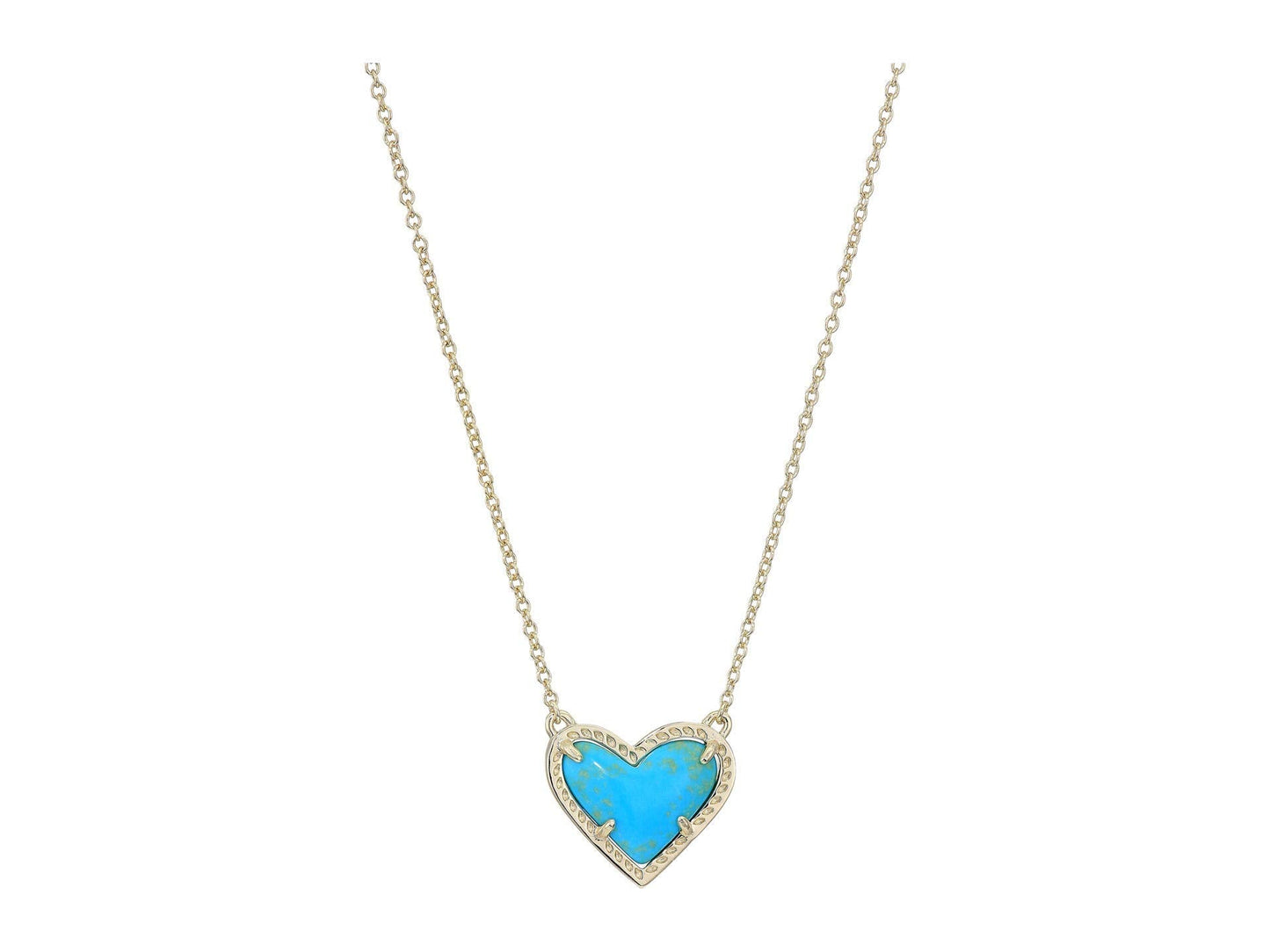 Kendra Scott Ari Heart Pendant Necklace for Women, Fashion Jewelry, 14k Gold-Plated, Turquoise Magnesite