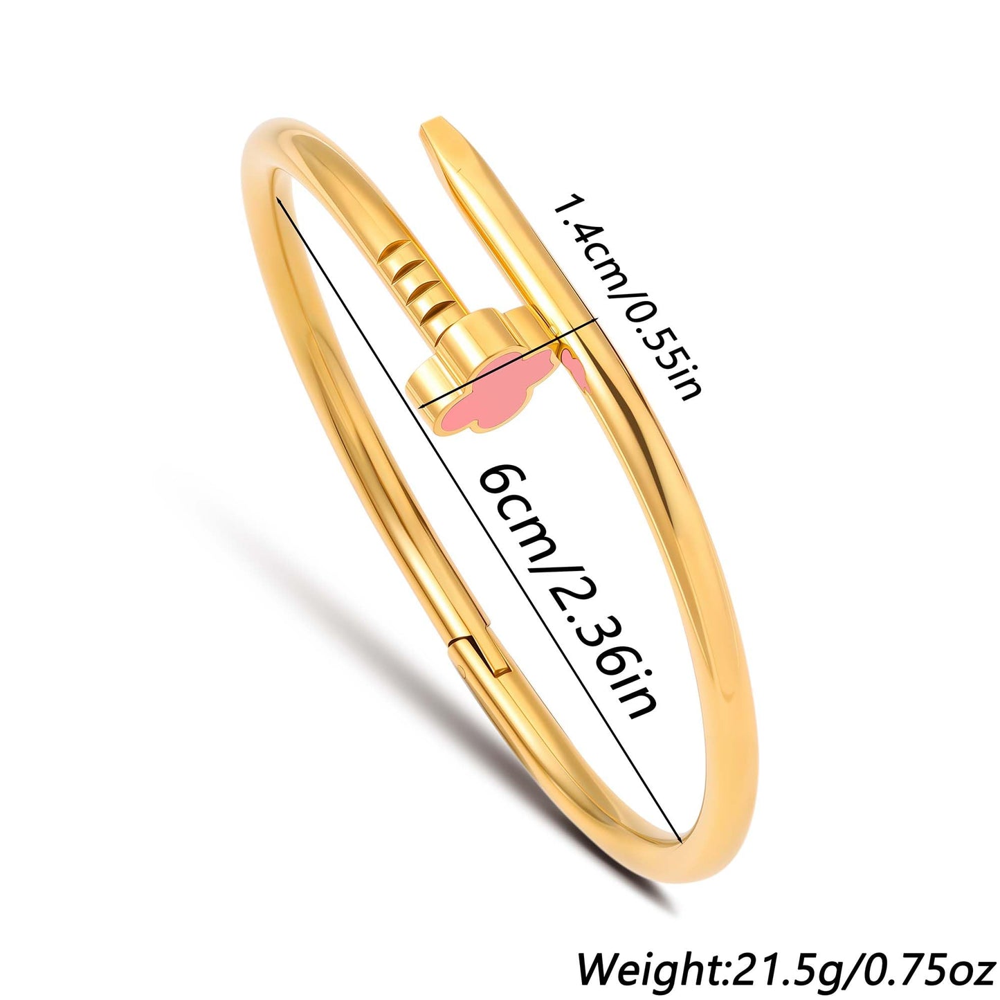 18K Gold Plated Love Nail Bangle Bracelet for Women,Stainless Steel Non-Tarnish Stackable Nail Bangle Couple Bracelet Love Trendy Jewelry Dainty Gold Bracelet Gift for Women
