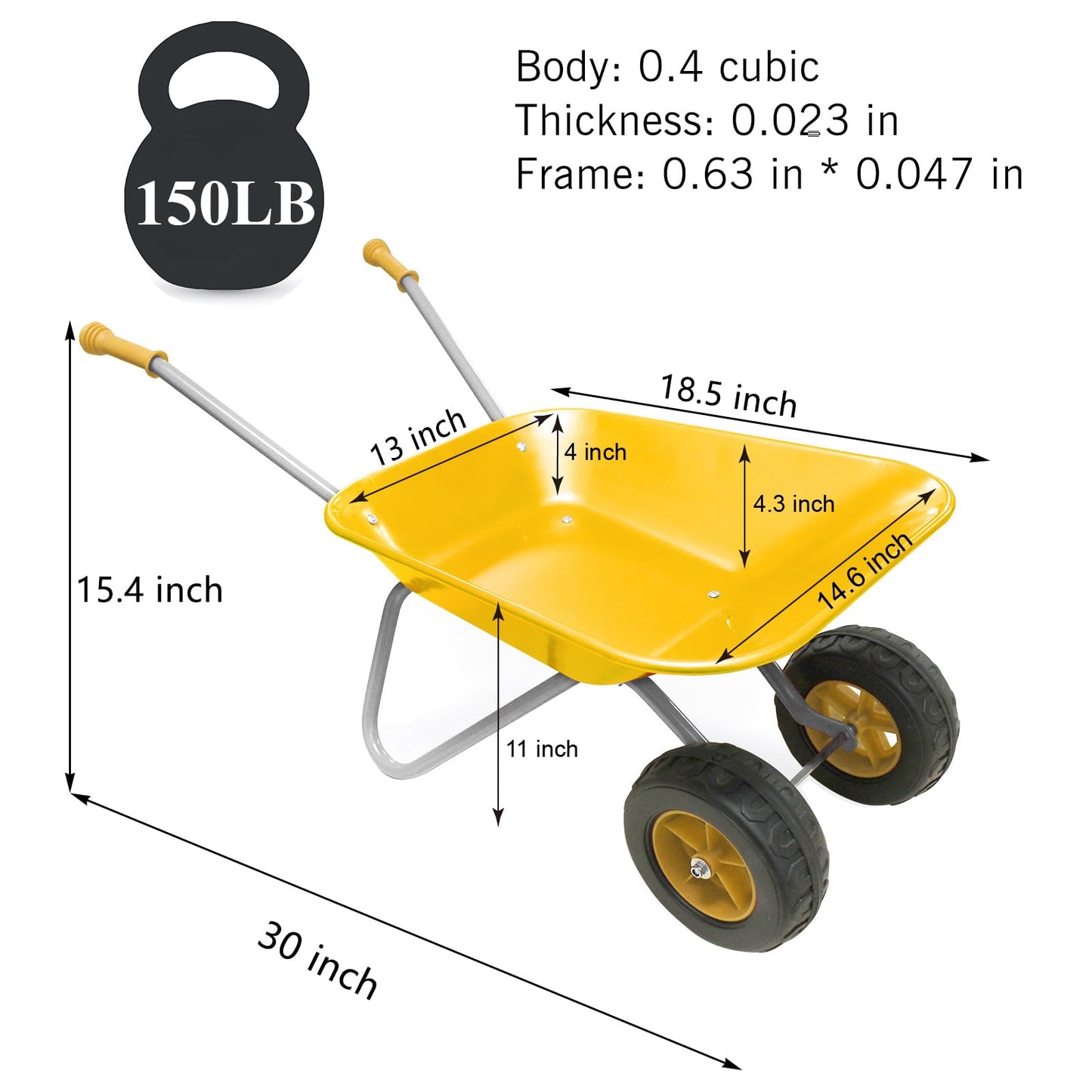 Toddler Wheelbarrow Set with 12 PCS Gardening Tool,Kids Metal Wheelbarrow Outdoor Toy for Kids Wheel Barrel Dig Sand/Dirt,Shovel Snow,Leaves (Yellow Set)