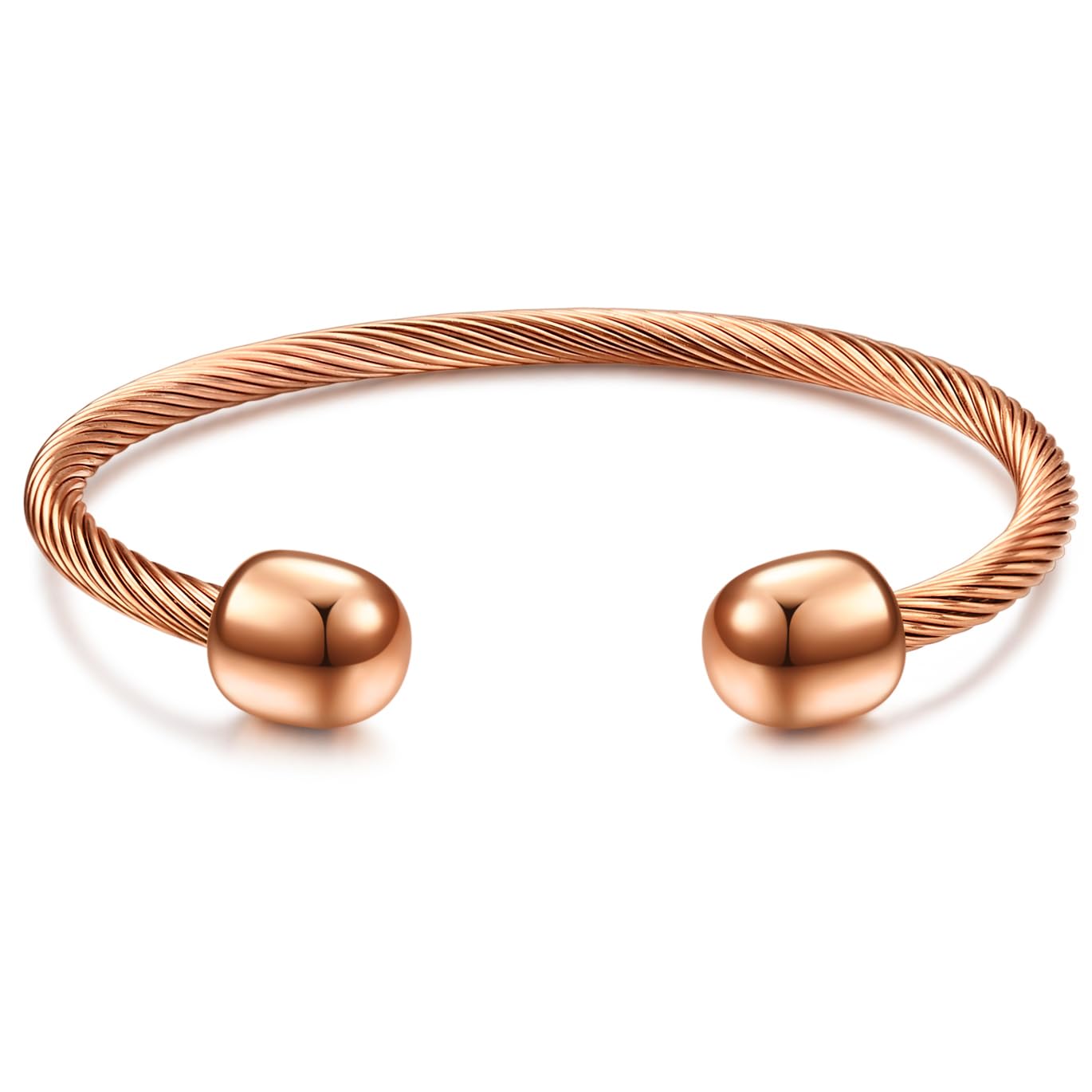 LXBQYSTO Cable Wire Twisted Cuff Bangle Bracelet For Women 14K Gold/rose/silver Stainless Steel Jewelry for Women Gift (Open-Rose Gold1)