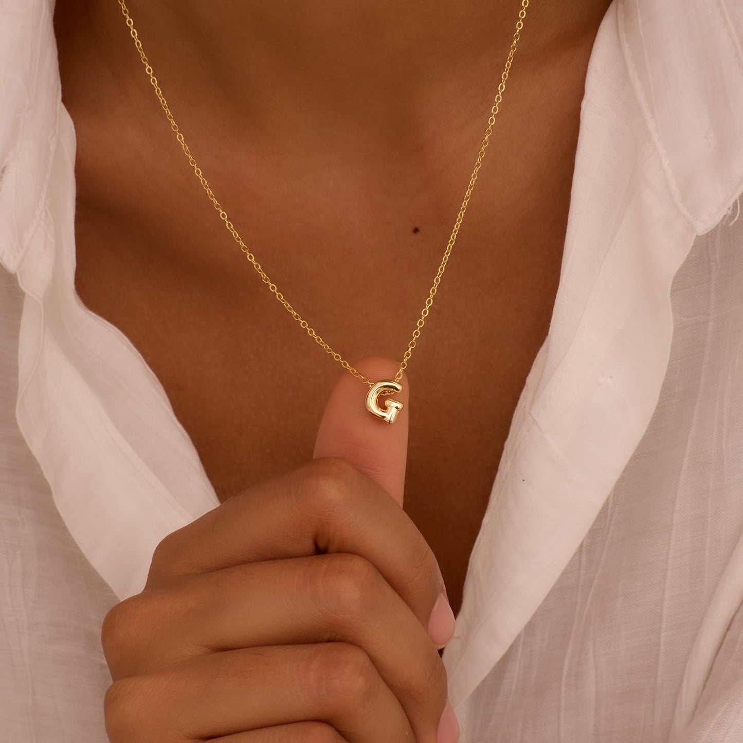 CUEZIY 14K Gold Plated Bubble Letter Necklace Initial Necklaces for Women Dainty Personalized Charm Pendant Name Necklace Cute Non Tarnish Fashion Accessories Teen Gift Trendy Stuff Jewelry Gifts