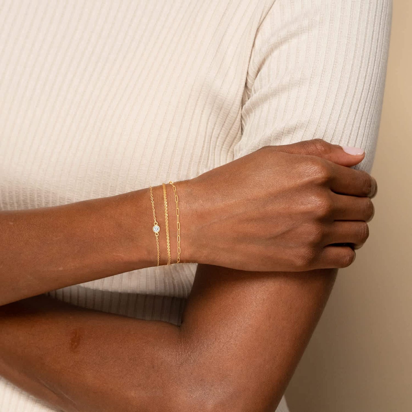 Dainty Bracelets for Women Trendy, 14k Gold Plated Stackable Bracelets Layered Paperclip Snake Chain Bracelet Set Fashion Minimalist Simple Bracelets Cute CZ Jewelry Gifts for Women