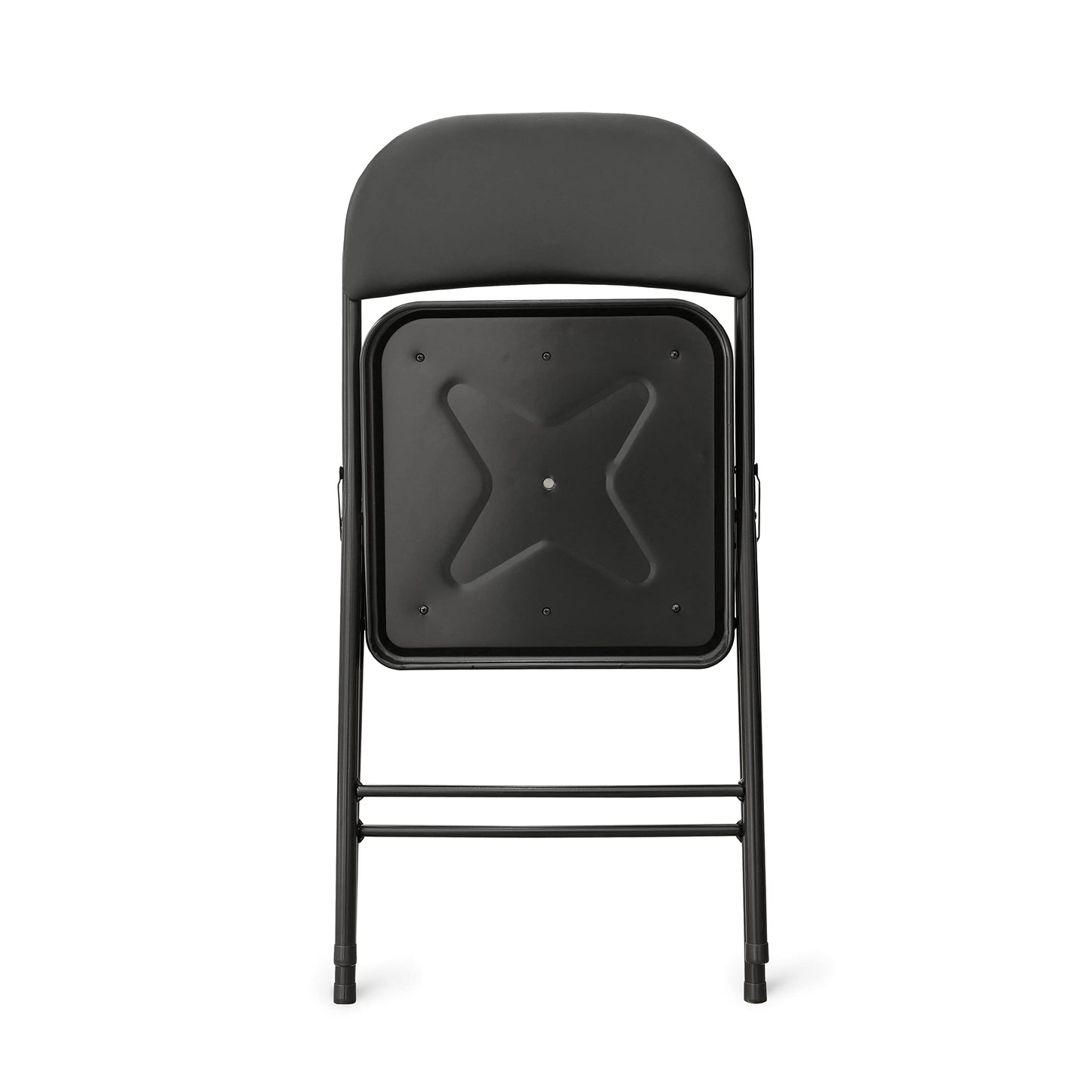 Amazon Basics Comfortable Vinyl-Padded Metal Steel Folding Chairs for Events, Easy to Fold and Store, Black, 4-Pack