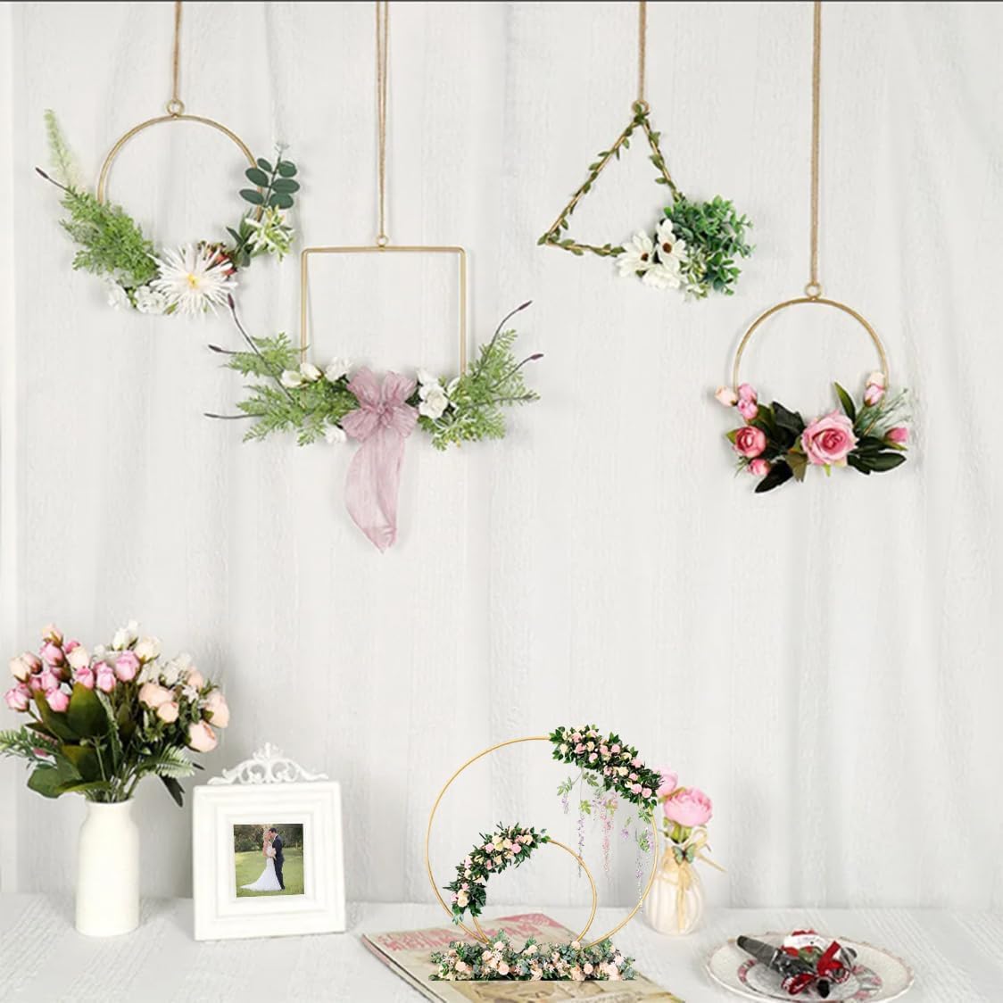 24Pcs Macrame Hoops Ring, BetterJonny 6 Sizes Metal Craft Rings Hoops Gold Dream Catcher Rings Wreath Hoop Rings for Home Decorations DIY Crafts and Wall Hanging Crafts(2in,3in,4in,5in,6in,8in)