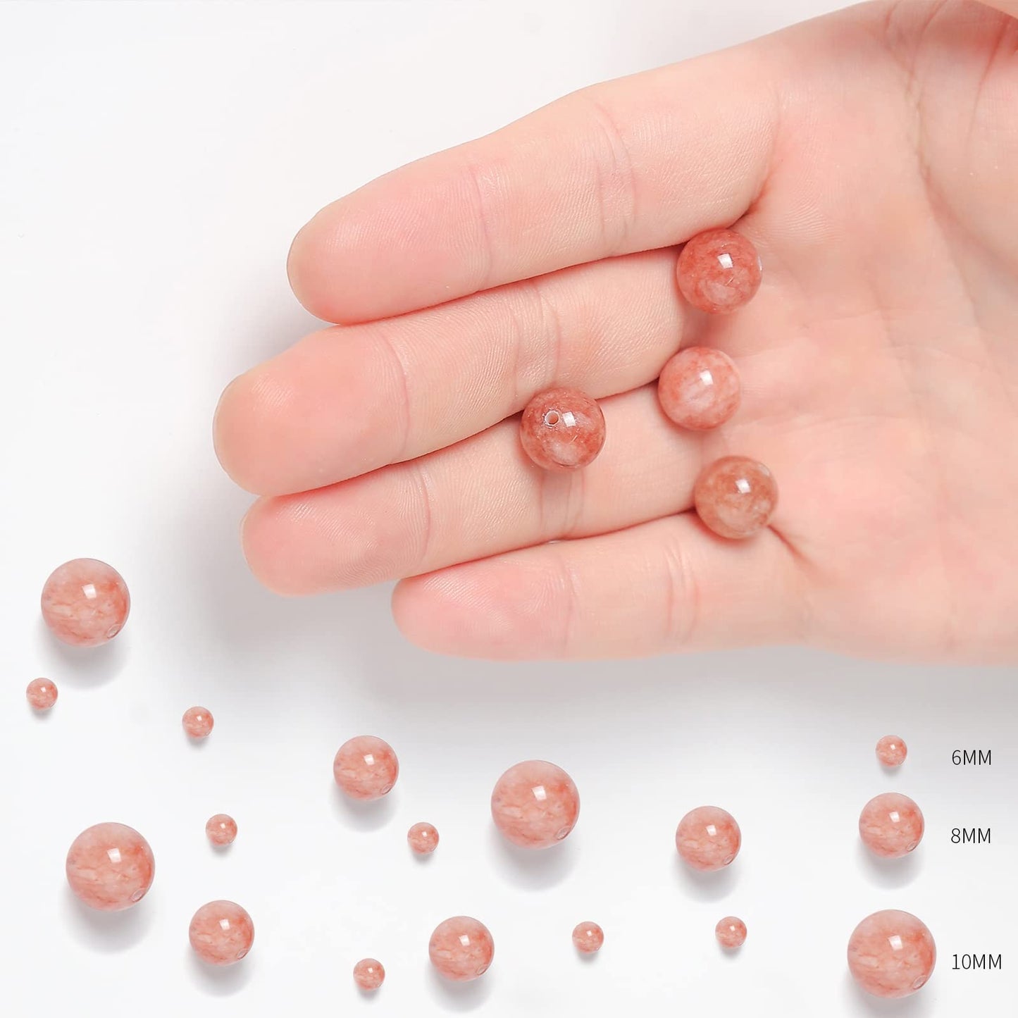 35pcs 10mm Natural Stone Beads Sunstone Chalcedony Beads Energy Crystal Healing Power Gemstone for Jewelry Making, DIY Bracelet Necklace