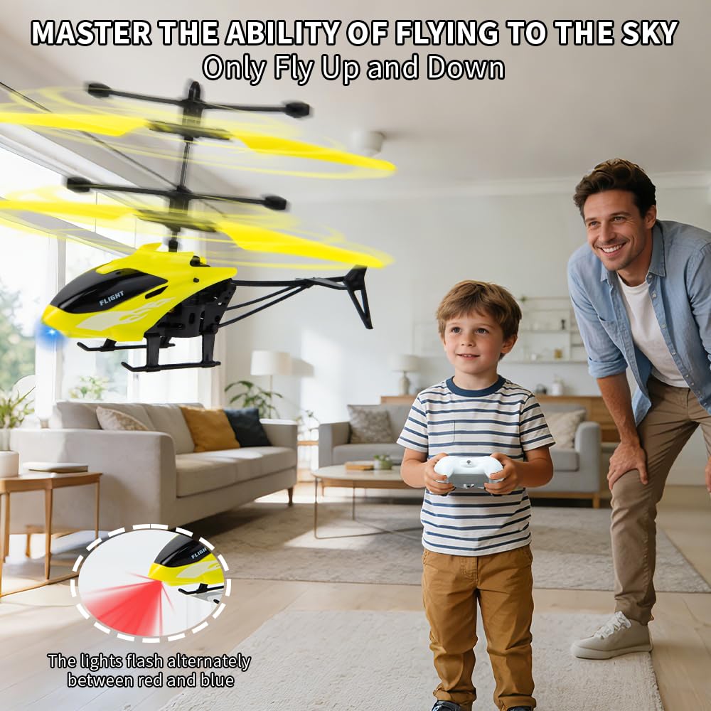 Remote Control Helicopter, Gesture Sensing Indoor Flying Helicopter Toys,RC Airplane for Teenages with 10Mins Flight, RC Helicopters for Kids with Light,Birthday Gifts for Boys and Girls (Yellow)