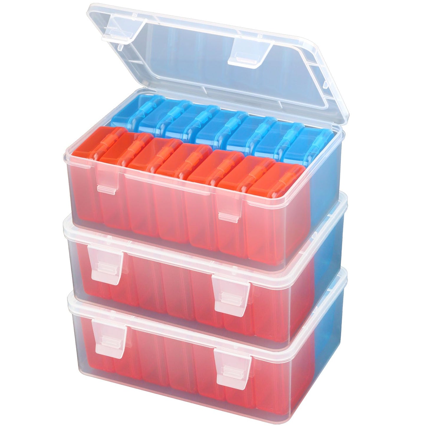Mathtoxyz Small Bead Organizers, 15 Pieces Plastic Storage Cases Mini Clear Bead Storage Containers Transparent Boxes with Hinged Lid and Rectangle Clear Craft Supply Case