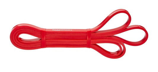 Amazon Basics Resistance Pull-Up Bands for Exercise, Workout, Stretching and Muscle Training, 1/2 Inches, 10 to 35 Pounds, Red
