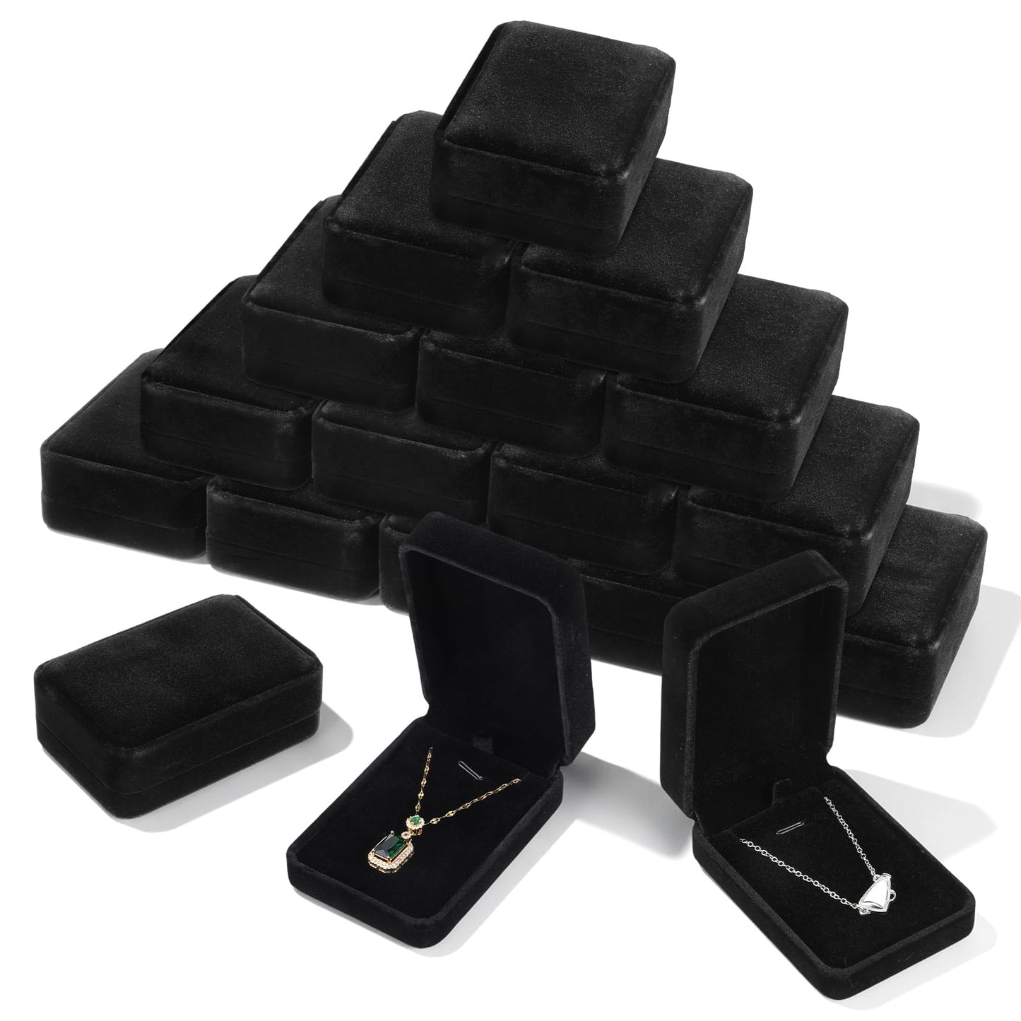 20 Pcs Necklace Pendant Box Velvet Jewelry Storage Display Case Ring Earring Pendant Jewelry Boxes Pearl Necklace Holder Gift Boxes for Christmas Wedding Engagement Birthday Anniversary(Black)
