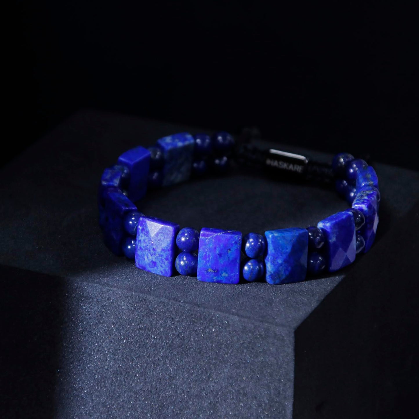 HASKARE Mens Jewelry Beads Crystal Bracelet for Men, Energy Bead Bracelets Healing Stone Lapis Lazuli Bracelet, Real Blue Gemstone Protection Crystals Woven Drawstring Anxiety Bracelets Gift for Him