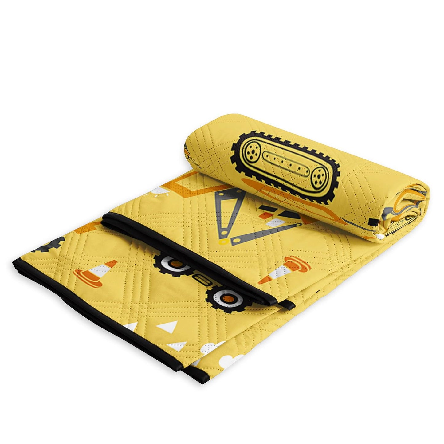 Smell Sunshine Outdoor Picnic Blanket,Portable Sandproof Waterproof Picnic Mat,Truck Excavator Tractor Printed Camping Beach Mat for Sand and Wet Grass Hiking (Excavator S)