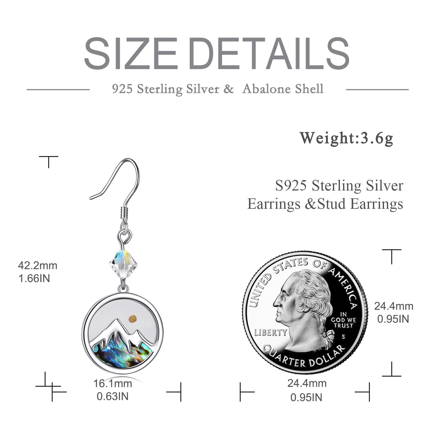 AOBOCO Mustard Seed Earrings 925 Sterling Silver Crystal Round Drop Dangle Earring Religious Christain Faith Jewelry Gifts for Women