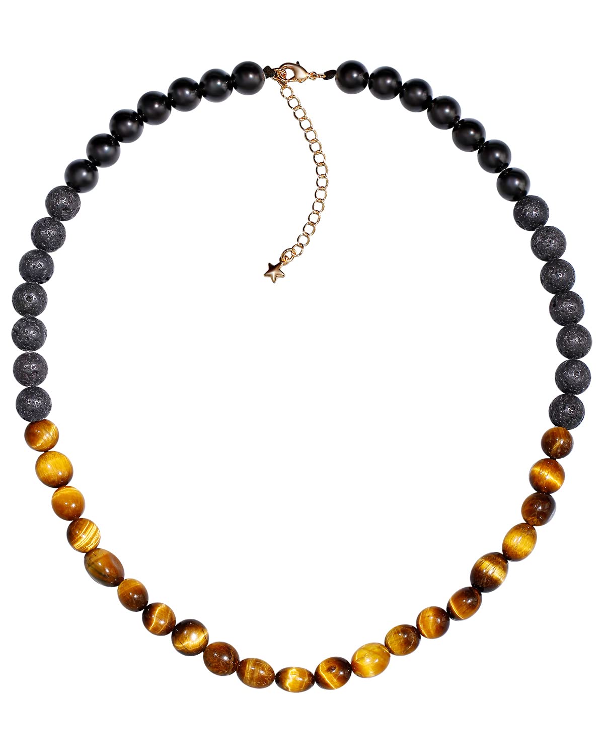 Jewever Triple Protection Obsidian/Lava Stone/Gemstones Necklace Essential Oil Diffuser Necklaces for Women Spiritual Aromatherapy Choker Relieve Anxiety Jewelry Gifts (Tiger's Eye)
