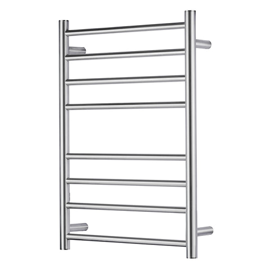SHARNDY Towel Warmer Polished Chrome for Bathroom Wall Mounted Drying Rack Plug-in Electric Heated Towel Rack Stainless Steel Round 8 Bars Bath Towel Heater 27.56x19.69x4.41 inches