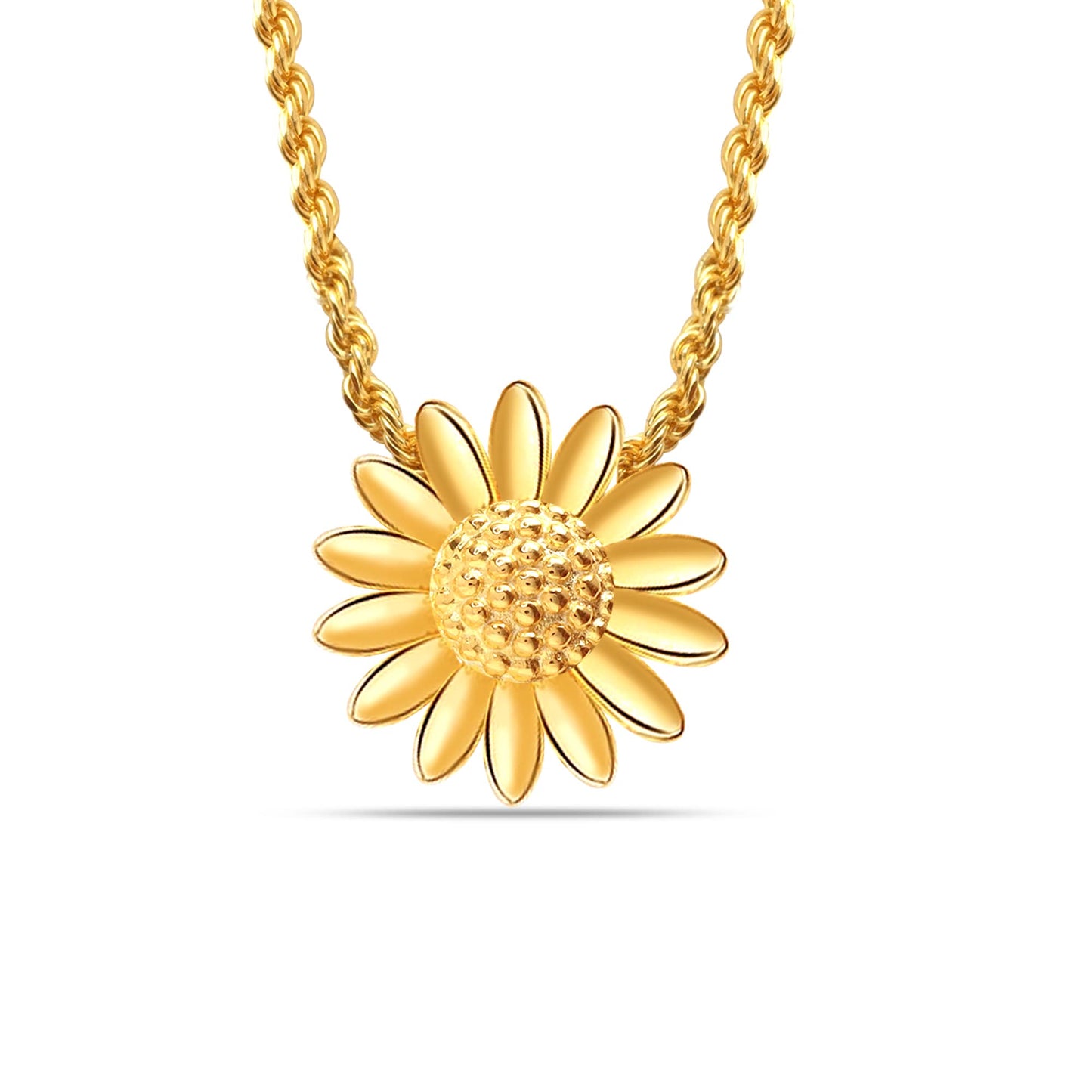 LeCalla 925 Sterling Silver 14K Gold-Plated English Daisy Sun Flower Pendant Necklace for Women