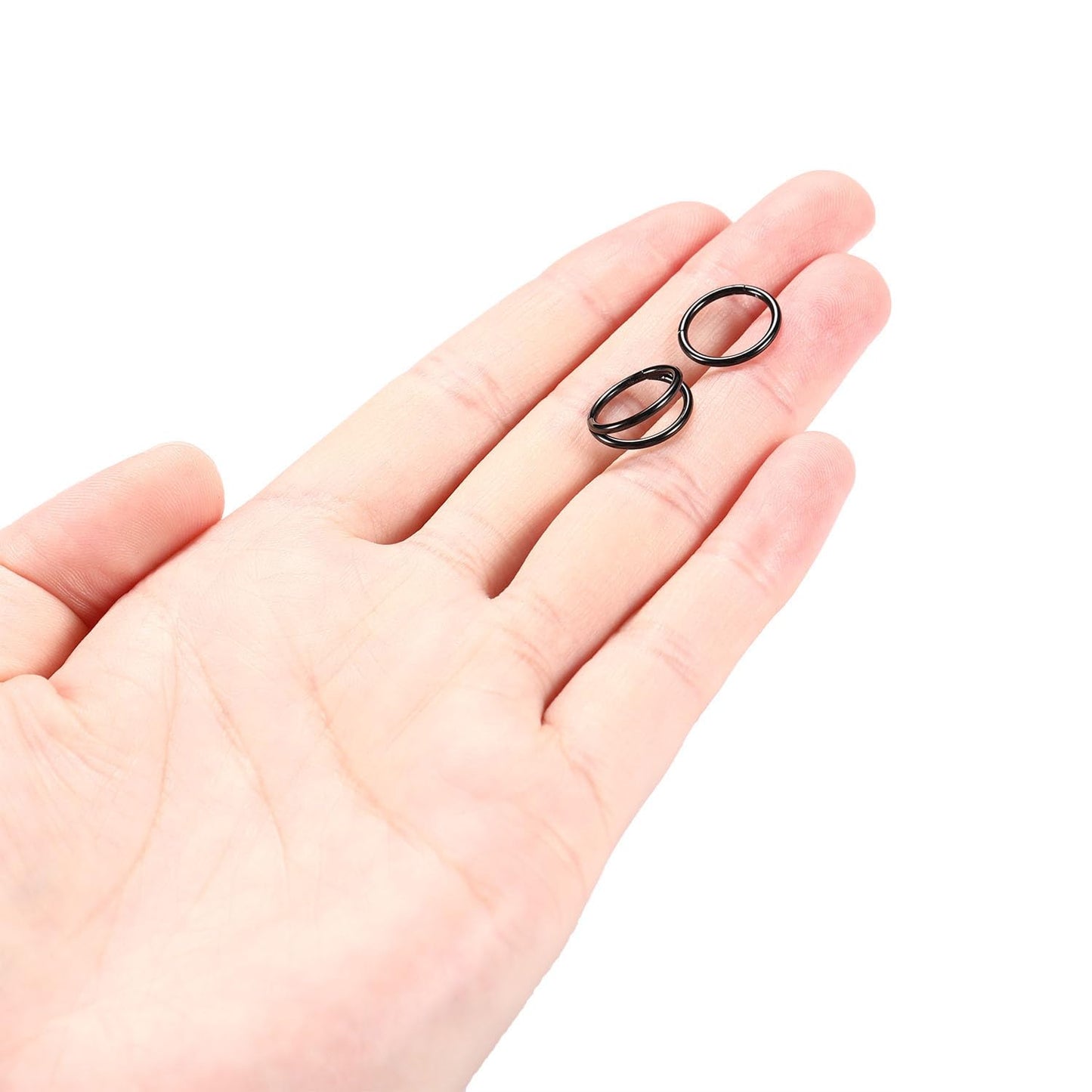 Nose Rings 14 Gauge Nose Ring Hoop Earrings 12mm Septum Ring Double Hoop Nose Hoop 14g Cartilage Earring Black Septum Clicker Lip Rings 12mm Helix Earring Rook Earrings Septum Jewelry Surgical Steel