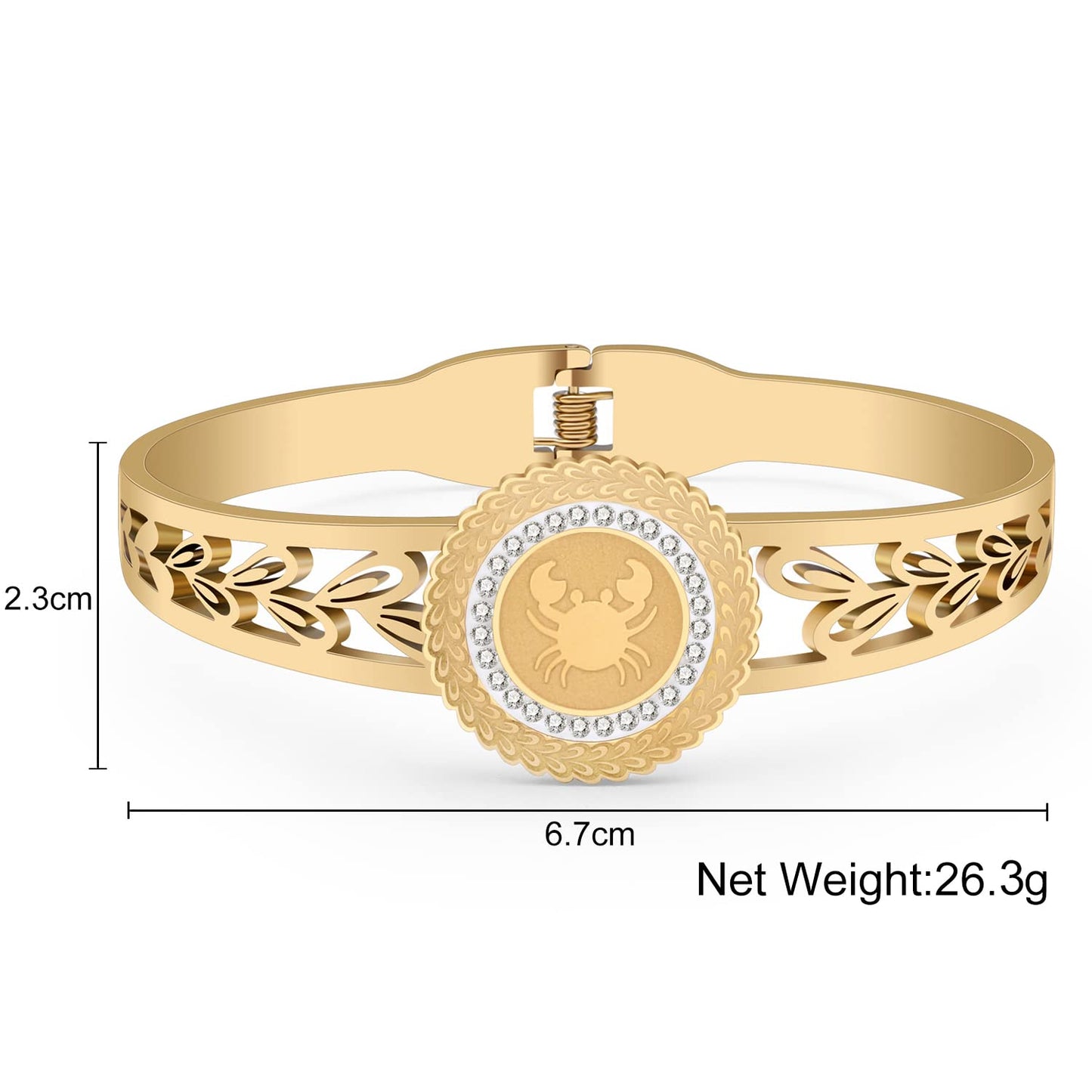 YAYAKO Stainless Steel Constellation Bracelets Bangle Zodiac Gifts for Women Birthday Gifts (Cancer 044)