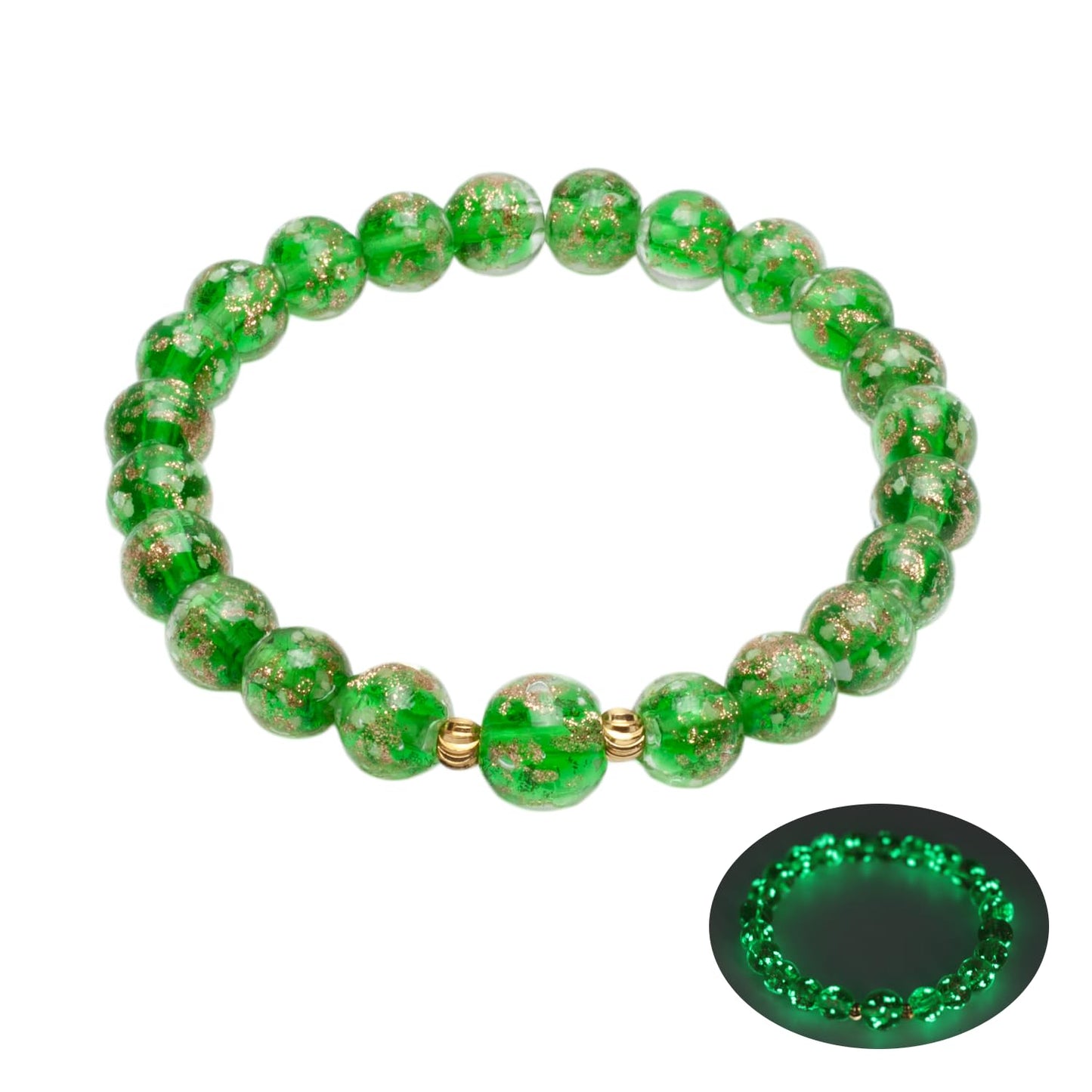 AROUROUA Glass Beaded Bracelet Glowing Bracelet Luminous Bracelets for Women Glass Mermaid Bracelet Bangles Anti Anxeity Healing Energy