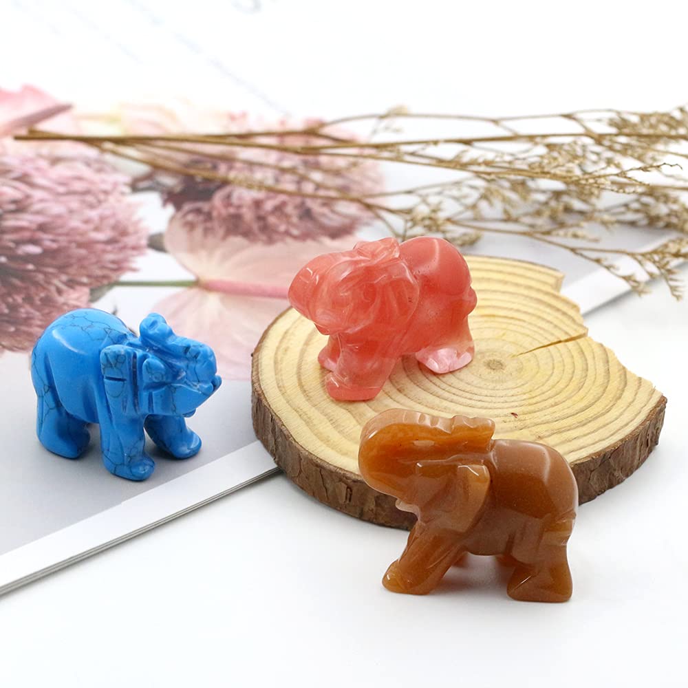 Ouubuuy Opalite Crystal Elephant Pocket Guardian Figurine Elephant Statue 1.5 inch for Healing Reiki Spiritual Gift Cute Meditation Office Room Desk Decor