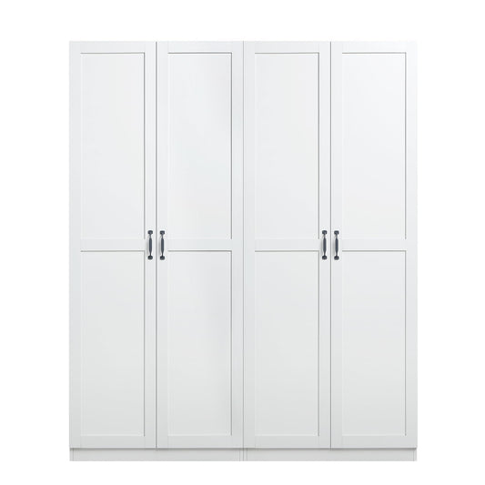 Manhattan Comfort Cornelia Modern Tall Storage Cabinet with Doors and Adjustable Shelves 1.0 - Freestanding Pantry Organizer for Kitchen, Laundry Room, Garage, or Mudroom, Set of 2, White