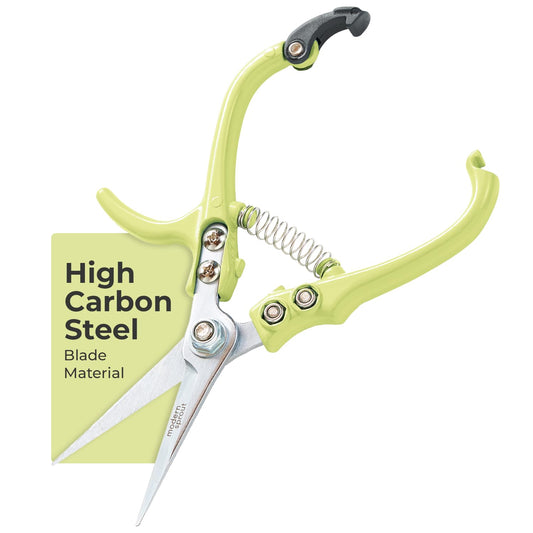 Modern Sprout Pruning Shears - Herb Snipping Scissors- Lightweight Gardening Tools W/Easy Lock - Flower Cutter Garden Shears - Carbon Steel Blade + Reusable Holster (Chartreuse, 1-Pack)