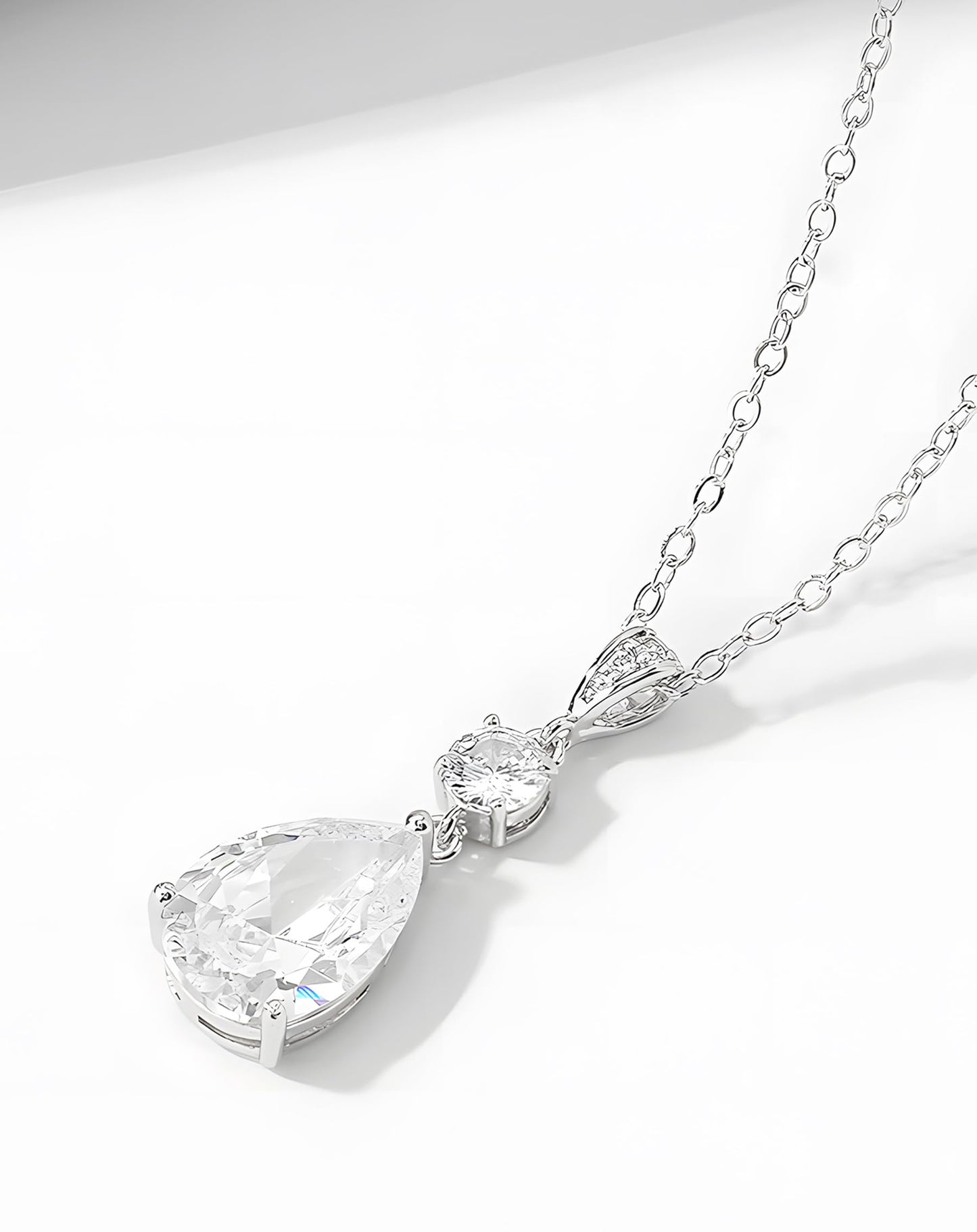 Deerllia Teardrop Necklace Cubic Zirconia Drop Wedding Bridal Pendant Necklace for Women, Silver Gold Plated Copper Brass Micro Inlay CZ Simple Fine Jewelry Gifts Mother's Day Valentines