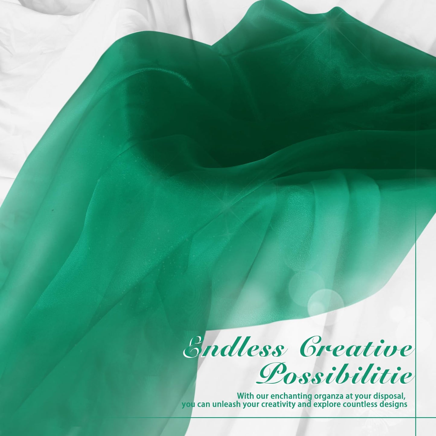 Manyshofu Green Organza Fabric by The Yard - 60 Inch Wide, 10 Yard Soft Sheer Fabric Silky Organza Tulle Fabrics Chiffon Fabrics for DIY Wedding Dress Bridal Decorations Fashion Craft